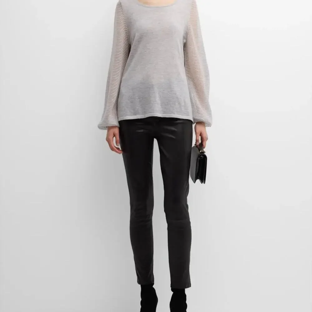 Neiman Marcus Cashmere Collection Sweater with Sheer Ottoman Sleeves Size Large - Picture 13 of 14